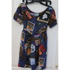 Reyn Spooner Kailua Kona Coffee Mini Short Sleeve Dress Hawaiian Size Small
